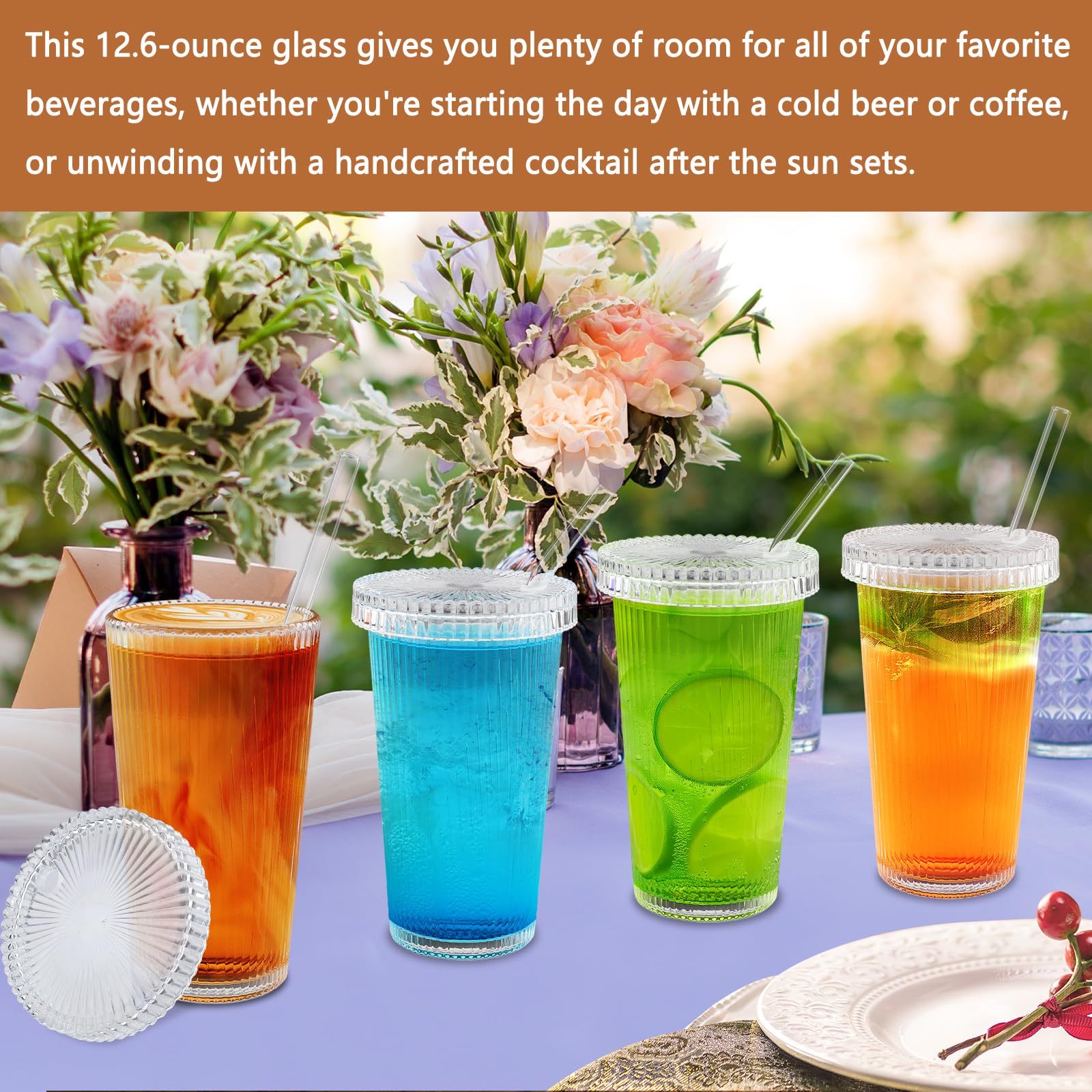 Exquilnova Trinkglas Mit Strohhalm - 16 Oz Bubble Tea Glas Mit Bow Design