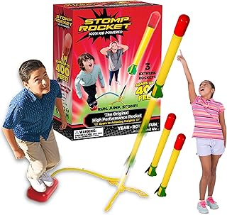 Stomp Rocket The Original Super High Performance 3 Foam Tipped Rockets and Launcher Pad - Toy Rocket Launcher for Kids - Year Round Outdoor Play