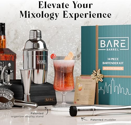 Miniatura 8 de BARE BARREL Mixology Bartender Kit Bar Set  Juego de coctelera Martini de 14 piezas  Herramientas profesionales de mezcla de barware para el hogar