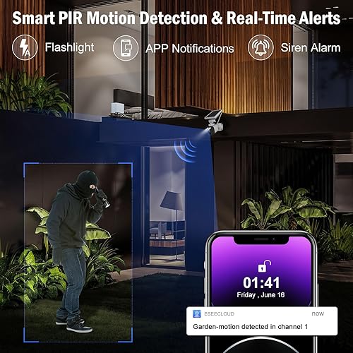 Miniatura 3 de Cámara solar de seguridad inalámbrica para exteriores para el hogar, kit de 4 cámaras con panel solar integrado, energía eterna, resolución 2K,