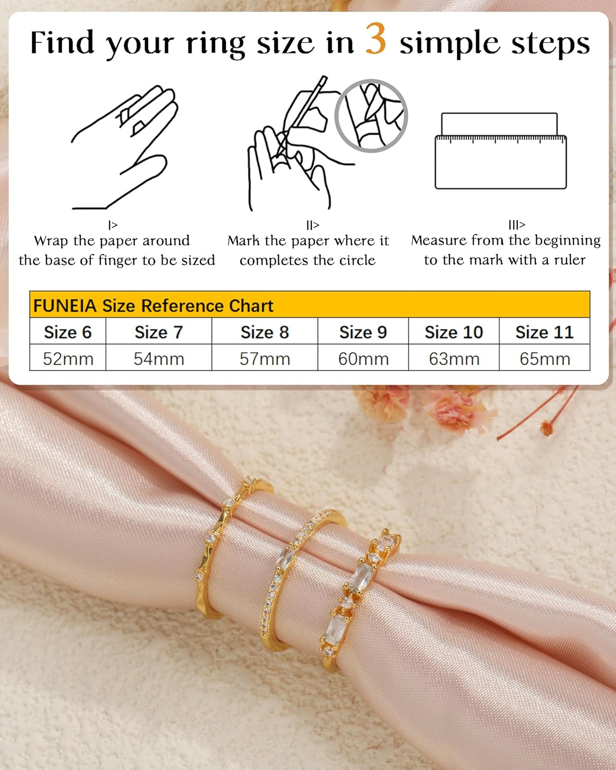 FUNEIA Stackable Silver Gold Rings for Women Non Tarnish 14K Gold Plated Thumb Cubic Zirconia Rings for Women Dainty Pinky Promise Wedding Ring Set Women's Engagement Eternity Band Rings Gold Jewelry - Image 5