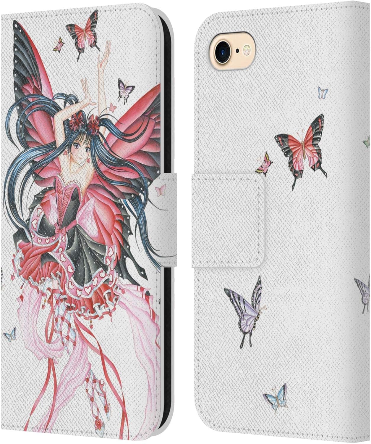 Head Case Designs Officially Licensed Nene Thomas Red Hearts Anime 2 Fairies Leather Wallet Case Compatible with Apple iPhone 7/8 / SE 2020 & 2022