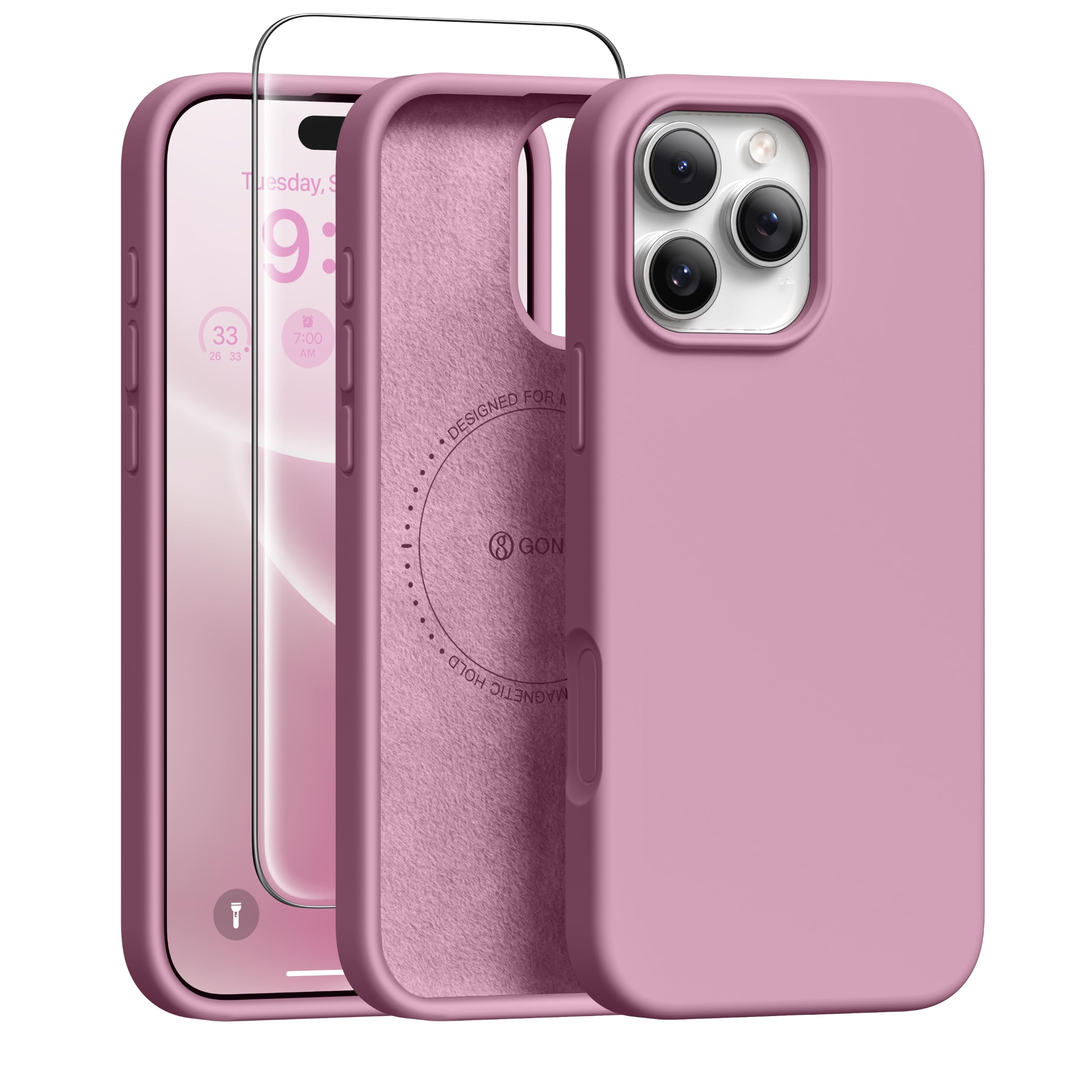 GONEZ Magnetic for iPhone 16 Pro Case, Silicone Cover Blackcurrant