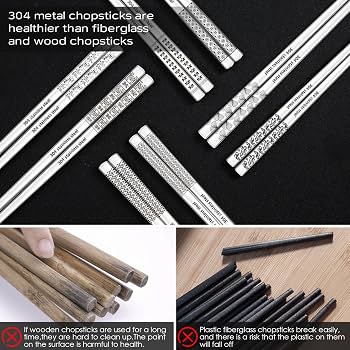 銀製chopsticks 3セット Amazon.com: 8 Pairs Metal Chopsticks Reusable 18/8 Stainless Steel