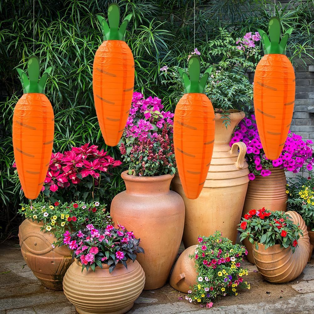 Ciieeo 8 Pcs Carrot Lantern Hanging Paper Cartoon Lantern Honeycomb Lights Ceiling Decor Decorative Carrot Adorable Lantern Nursery Cartoon Carrot Spring Decor Cute Child Metal Fruit, 48.5x20cmx2pcs