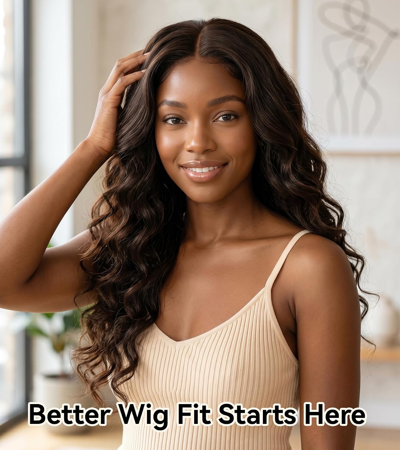 Non-Slip Wig Grip Cap, Adjustable Grip Band Wig Cap for Women, Breathable Glueless Cap for Natural Hairline