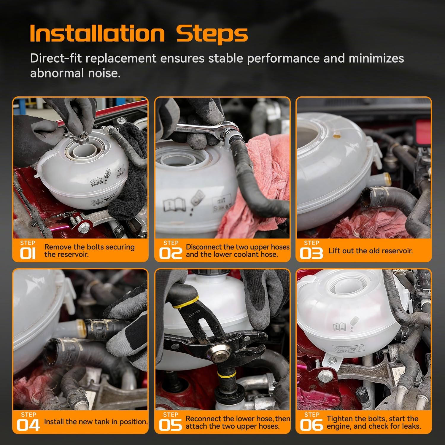 Engine Coolant Reservoir Expansion Tank with Cap Compatible with Ford Mustang 2015-2023, Replace# 603-285 603285 DG9Z8100A