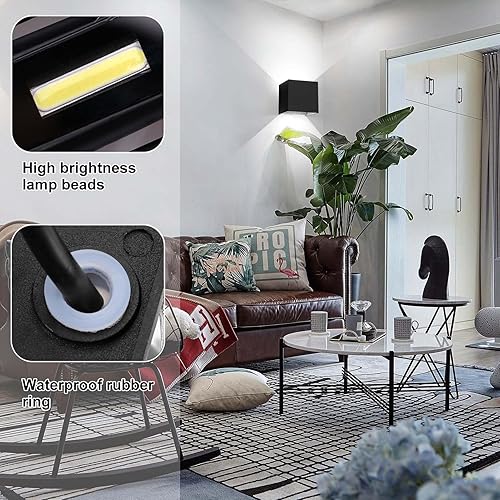 Miniatura 3 de Kawell Lámpara de pared moderna de 24 W, lámpara de pared LED de aluminio IP65, ángulo de haz ajustable para interiores y exteriores, para baño,