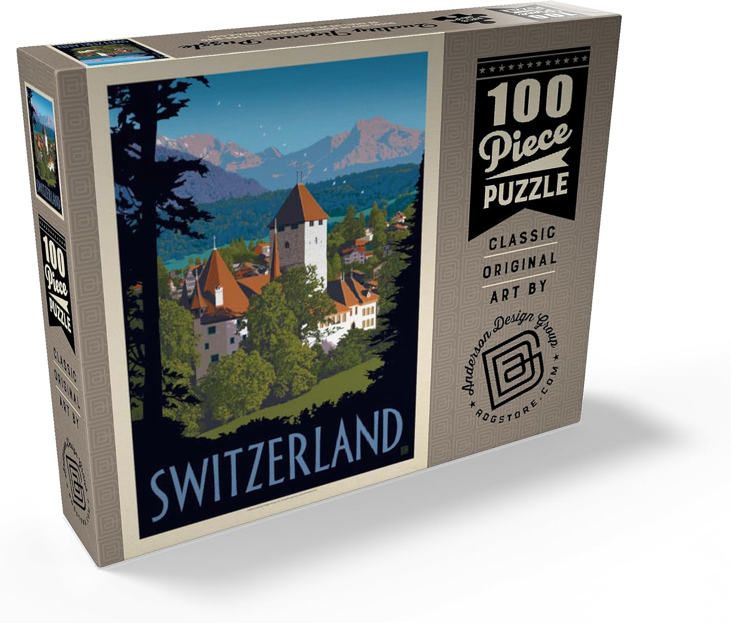 MyPuzzle Switzerland, Vintage Travel Poster - Premium 100 Piece Jigsaw Puzzle for Adults