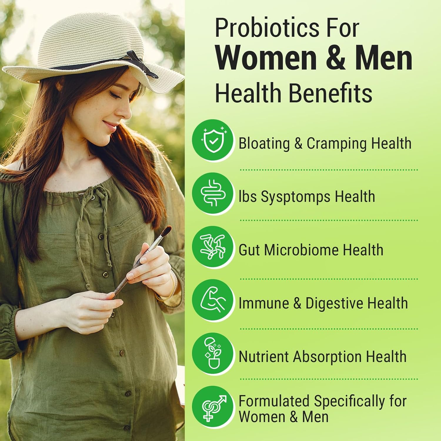 Probiotics for Women Men- 300 Billion CFU, 24 Strains Probiotic+15 Organic Herbs Prebiotics Blend, Pre and Probiotics, for Digestive Health, Immune & Gut, Diarrhea, Bloating, Vegan, 4 Month Supply