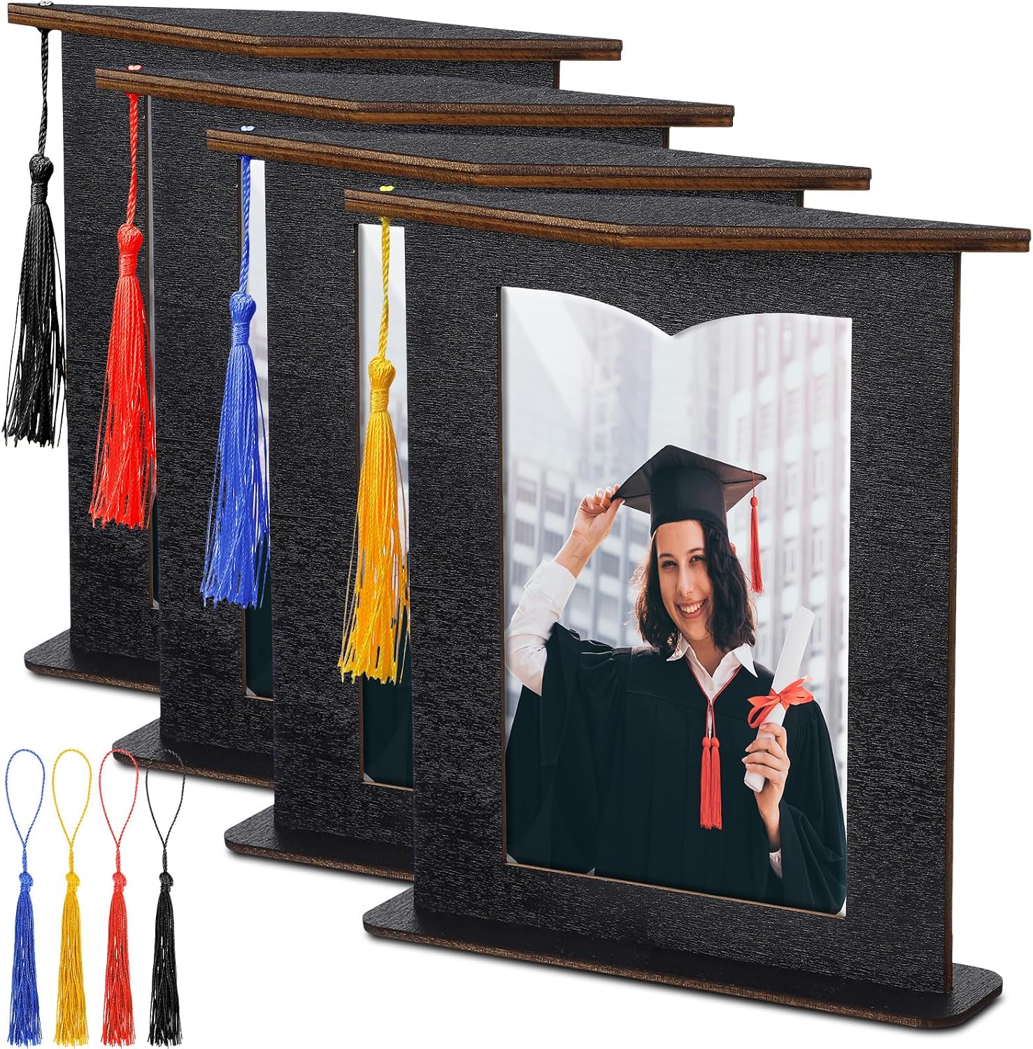 Amazon.com - Lineshading 4 Pcs Graduation Picture Frame with Tassel 4 x ...