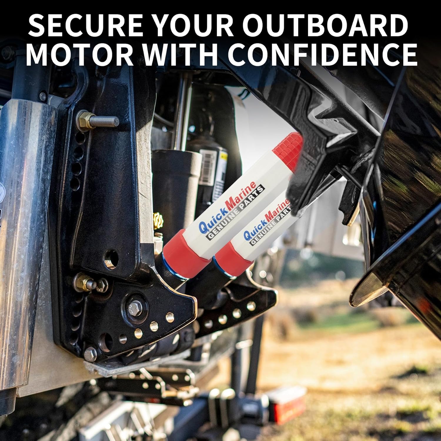 2 Pcs 3 Rams Transom Support Savers with 2 Pcs Trailering Motor Locks for Marine Outboard Engines Boat Accessories Black