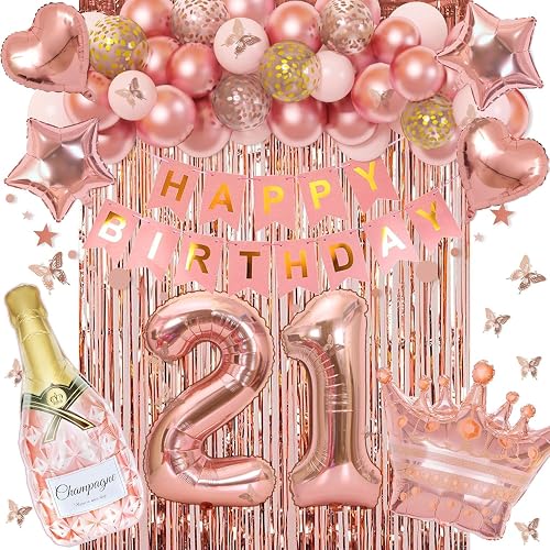 21st Birthday Decorations for Her Fringe Curtain Happy Banner |