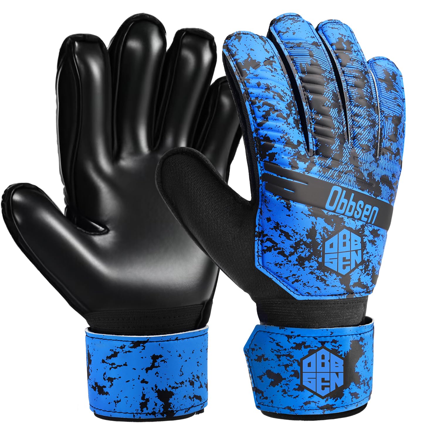 Obbsen Fußball Torwarthandschuhe mit Fingerschutz und doppeltem Handgelenkschutz, Torwarthandschuhe die Starkem Grip für Kinder, Jugendliche und Erwachsene Herren und Damen