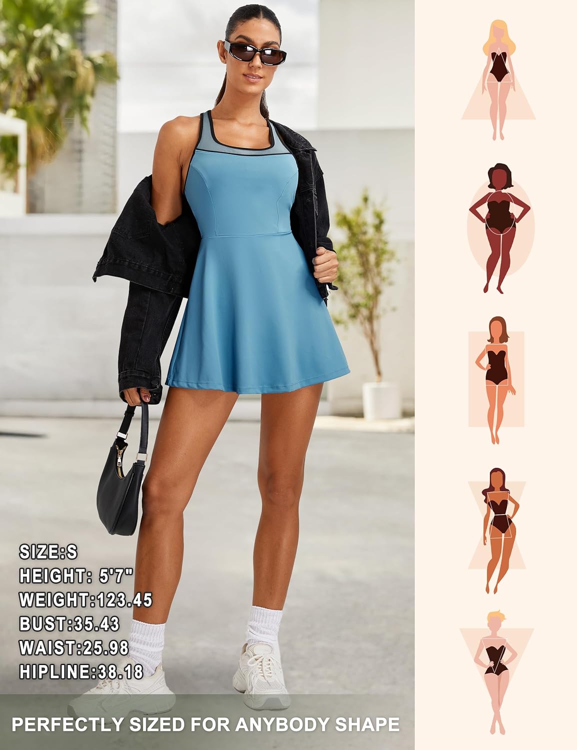 BMJL Women Tennis Dress Athletic Built-in Bra Workout Dresses Casual Mesh Golf Outfits Separate Shorts with Pocket - Image 6