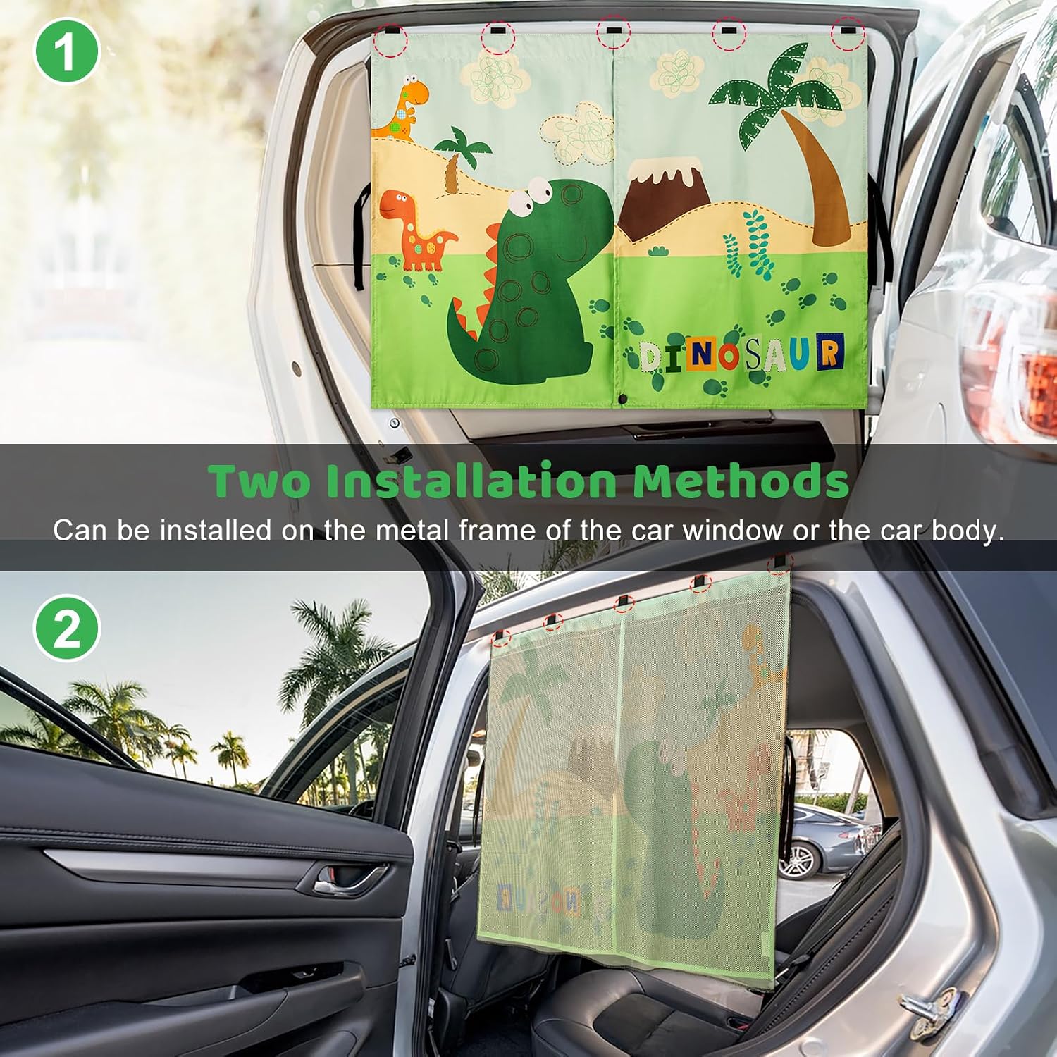 Car Window Shades with Cute Patterns, 2pcs Magnetic Car Curtains for Privacy Protection Full Covers/Half Shade Options, Auto Sunshades Sunglare/UV Blocker image 4
