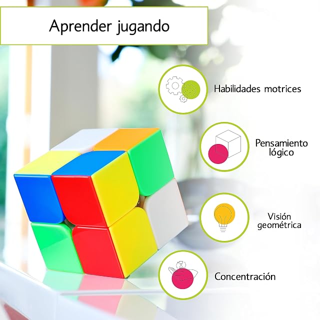 Foto 4 de 8 de CUBIDI Cubo De Mágico 2x2, Velocidad con Propiedades Optimizadas para Principiantes para Unisex Adultos…