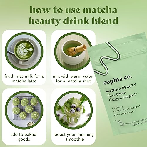 Miniatura 7 de Matcha Beauty - Mezcla de bebida vegana de colágeno potenciador: bebida vegana cremosa con soporte de colágeno a base de plantas, sabor matcha, 1