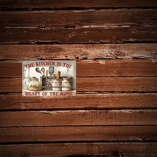 Miniatura 8 de NISEVAN Kitchen Is The Heart Of The Home - Letrero de metal retro, estilo campestre, decoración de pared para el hogar, granja, cafetería, bar,