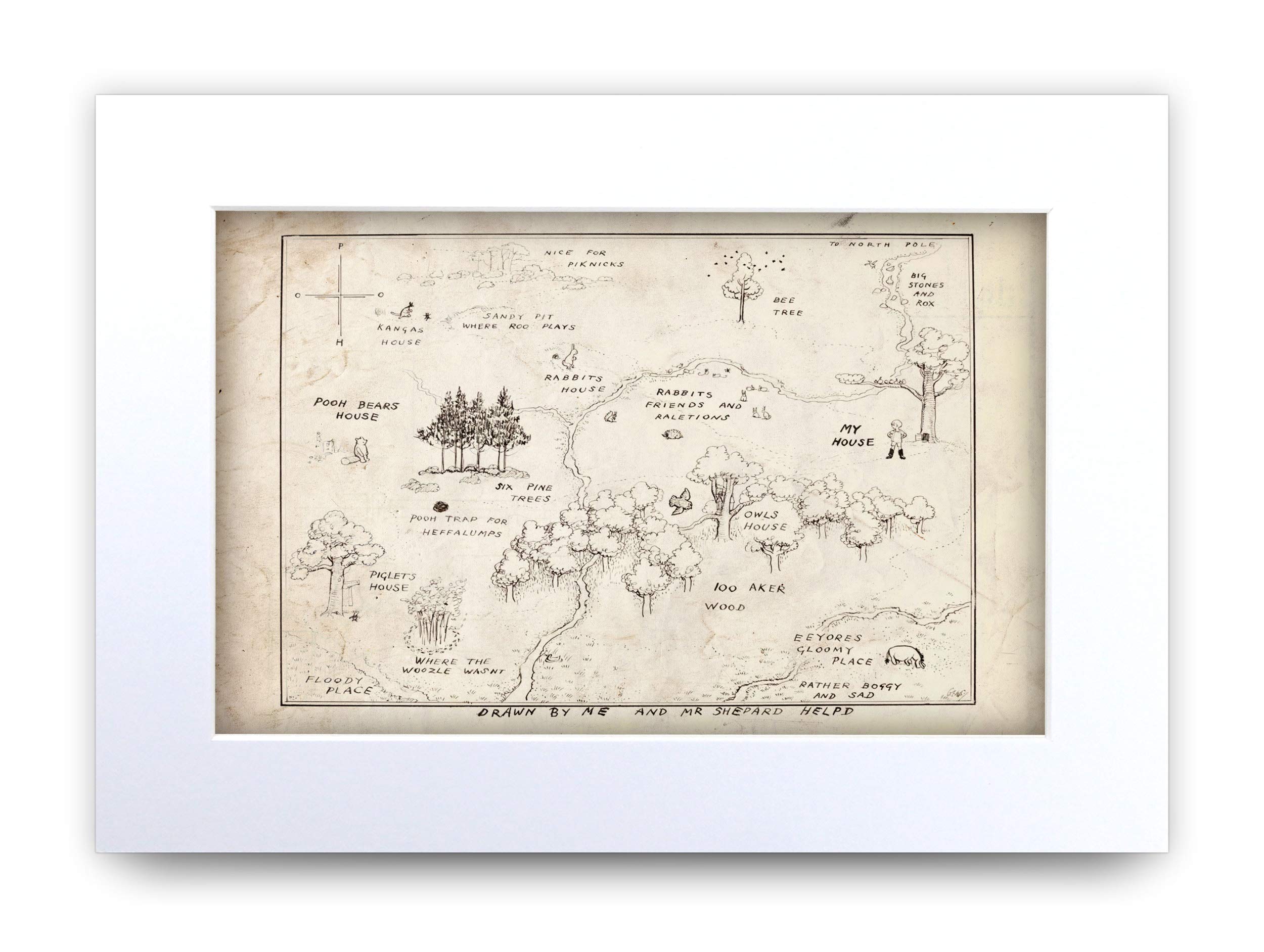 HWC Trading Winnie the Pooh Map A4 Printed 100 Aker Wood Nursery Print Baby Shower Room Gifts New Born Bedroom Gift Print Photo Picture Display