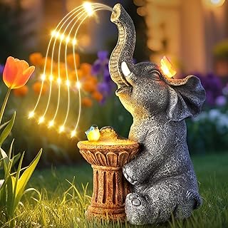 Elephant Statue Garden Ornaments Outdoor with Solar Powered LED Lights, Easter,Anniversary, Birthday Gifts for Women,Mum,Her,Grandma,Nan Garden Decorations for Living Room, Patio, Lawn, Home
