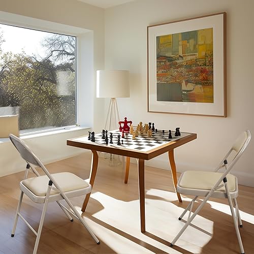 Miniatura 8 de VINGLI Paquete de 8 sillas plegables con asientos acolchados, marco de metal con asiento y respaldo de piel sintética, capacidad de 350 libras,