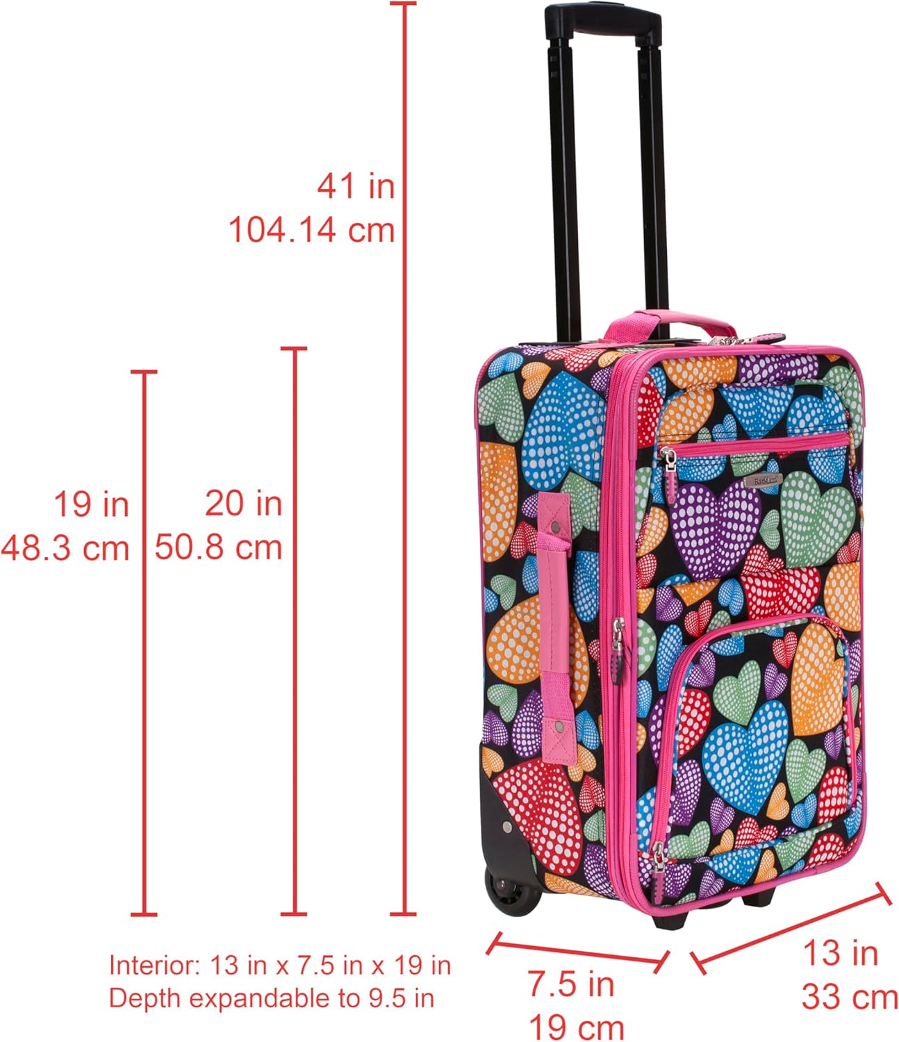 Rockland Fashion Softside Upright Luggage Set, Expandable, New Heart, 2-Piece Set (14/19)
