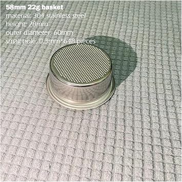 Hollow Out 58MM Bottomless Portafilter Filter with 9g 18g 22g Basket, Compatible for E61, Compatible for EXPOBAR, Compatible for Rocket Etc. Coffee Machine(22g Basket)