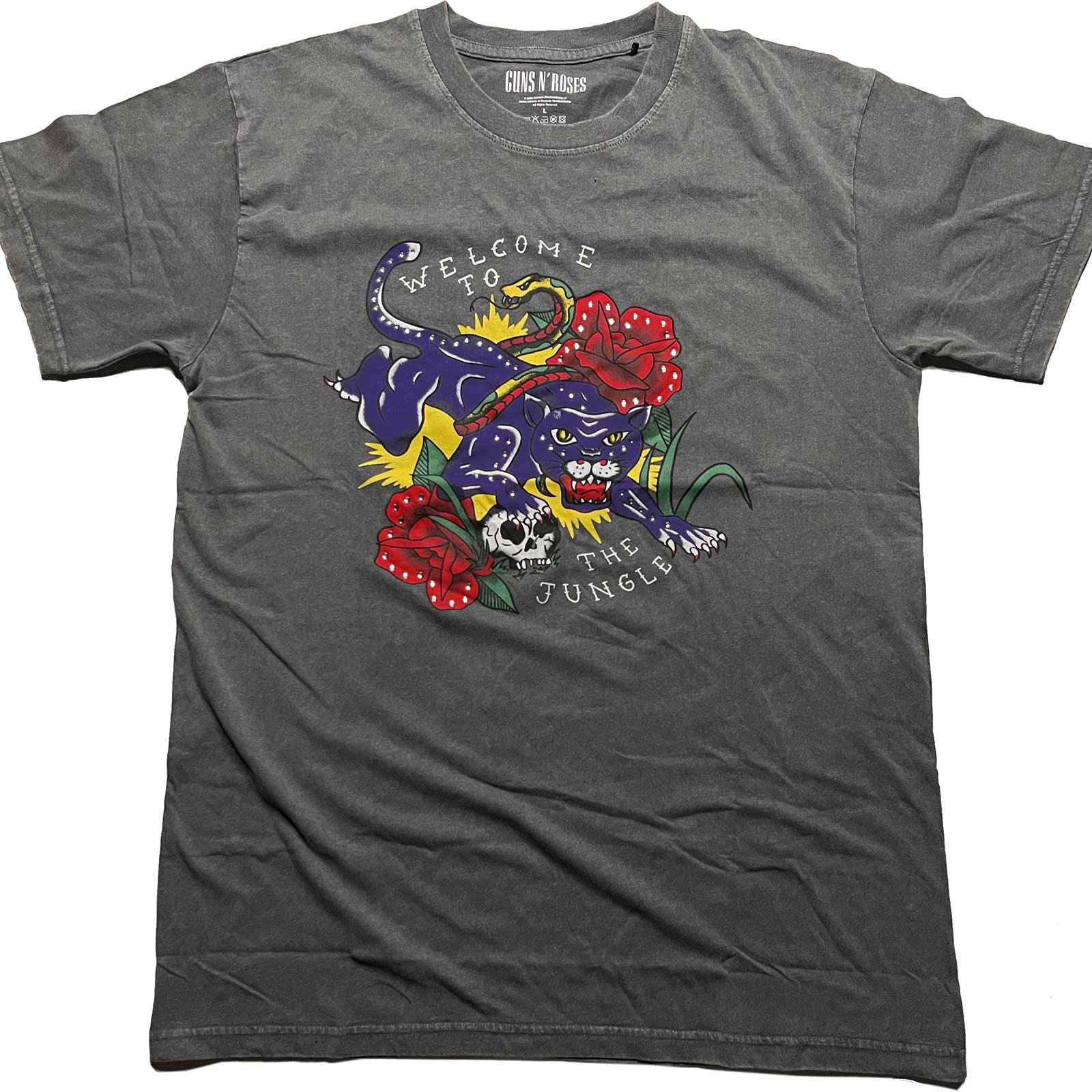 Guns N Roses T Shirt Welcome to The Jungle Diamante Official Unisex Grey S