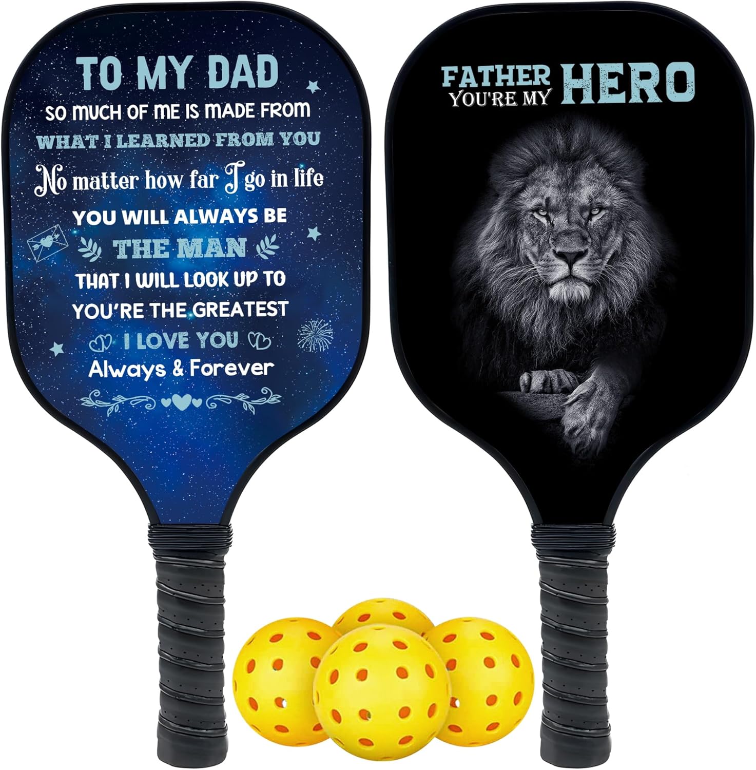 Personalized Pickleball Paddles for Dad, You’re My Hero, Gift for Dad from Son Daughter, Father's Day Birthday Gifts Idea Pickleball Paddles