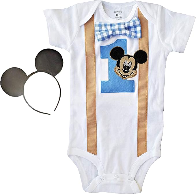 Amazon.com: Perfect Pairz Body de ratón para bebés y niños, Caqui Blanco  Azul Con Diadema, 12M → Short Sleeves : Ropa, Zapatos y Joyería