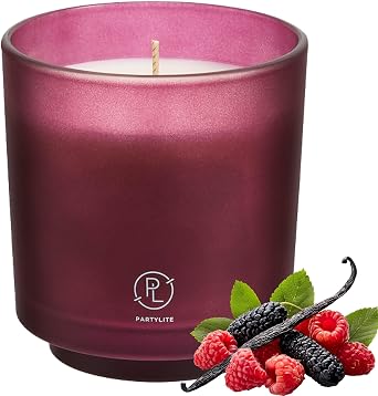 PartyLite Mulberry معطر، مع روائح الكشمش الأسود، بلاك بيري، التوت والرمان، 10 أونصة 1 فتيل شمعة جرة قابلة لإعادة التعبئة للعلاج العطري، وقت احتراق 50 ساعة، شمع مستدام في وعاء قابل لإعادة الاستخدام