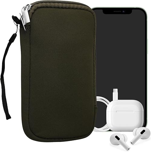 Miniatura 87 de kwmobile Bolsa de neopreno para teléfono tamaño XL - 6.7/6.8 pulgadas - Funda universal para celular con cremallera, correa para la muñeca, amarillo