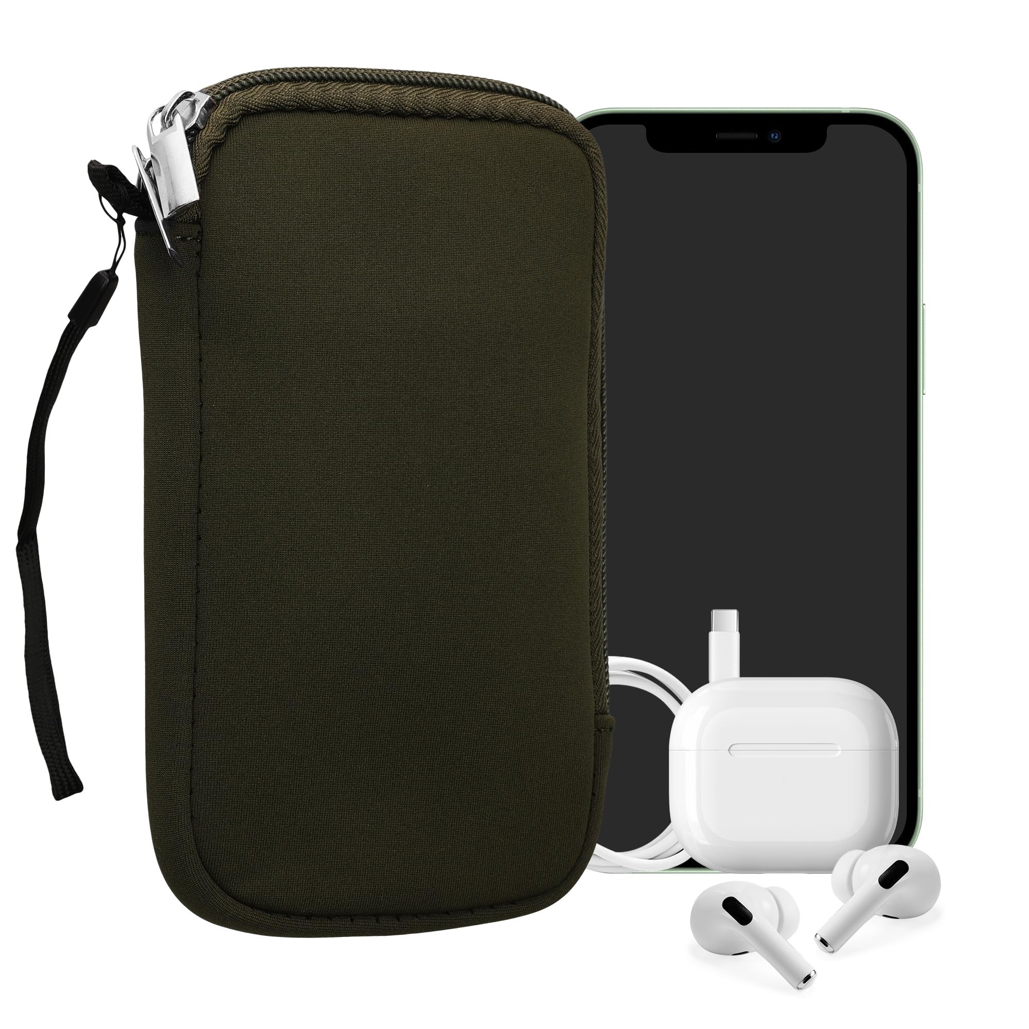 kwmobile Uniwersalny futerał na smartfona - Etui ochronne 16,5 x 8,9 cm na telefon komórkowy L - 6,5" Neopren ciemnozielony