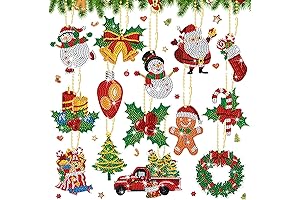 Equsion 14 Pcs Diamond Art Christmas Ornaments Kit 5d DIY