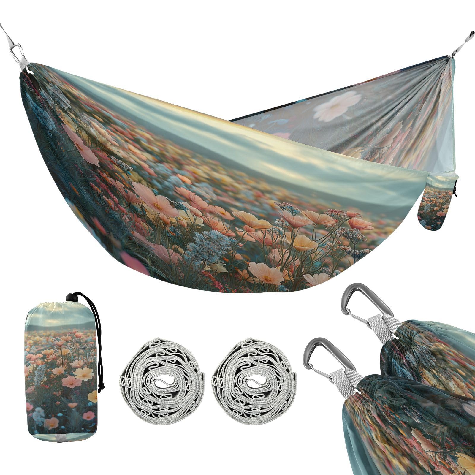 ATTX Floral Landscapes Camping Hammock - Lightweight & Portable Hammocks, Heavy Duty 330lbs Capacity for Indoor, Hiking, Backpacking, Travel, Backyard, Beach#11