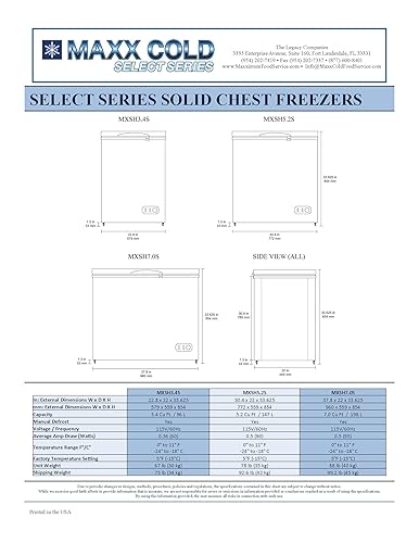 Miniatura 7 de Maxx Cold MXSH7.0SHC - Congelador comercial de 37.8 pulgadas de ancho con tapa de bloqueo, NSF Garage Ready con 7 pies cúbicos de almacenamiento