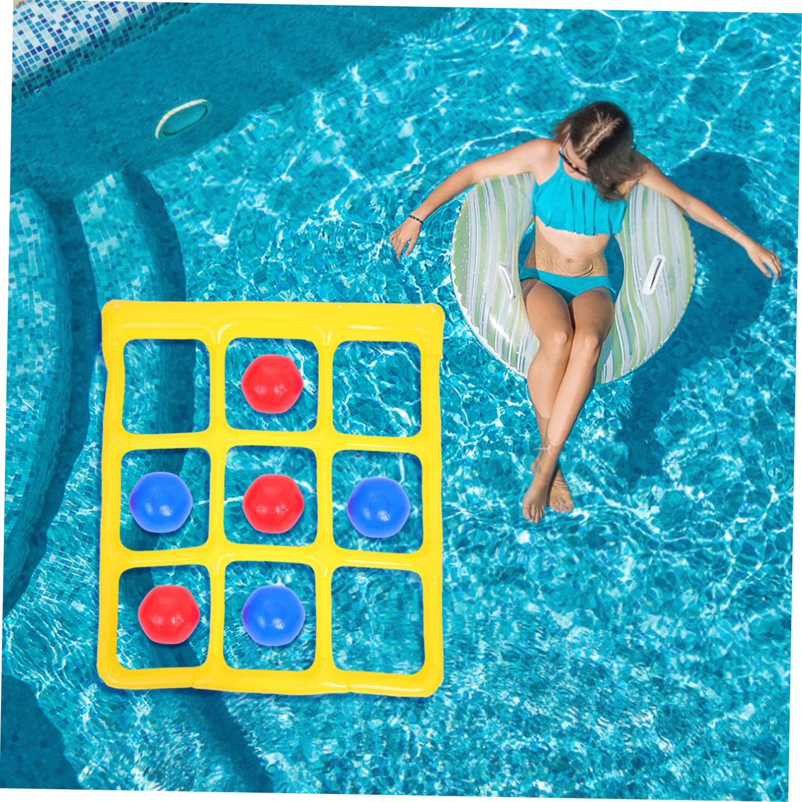 Juguetes Acuáticos Inflables para Piscina, Juego 1 Set PVC | 9 Cuadrículas, Fácil de Inflar y Desinflar, Decoracion Verano, para Niños y Adultos