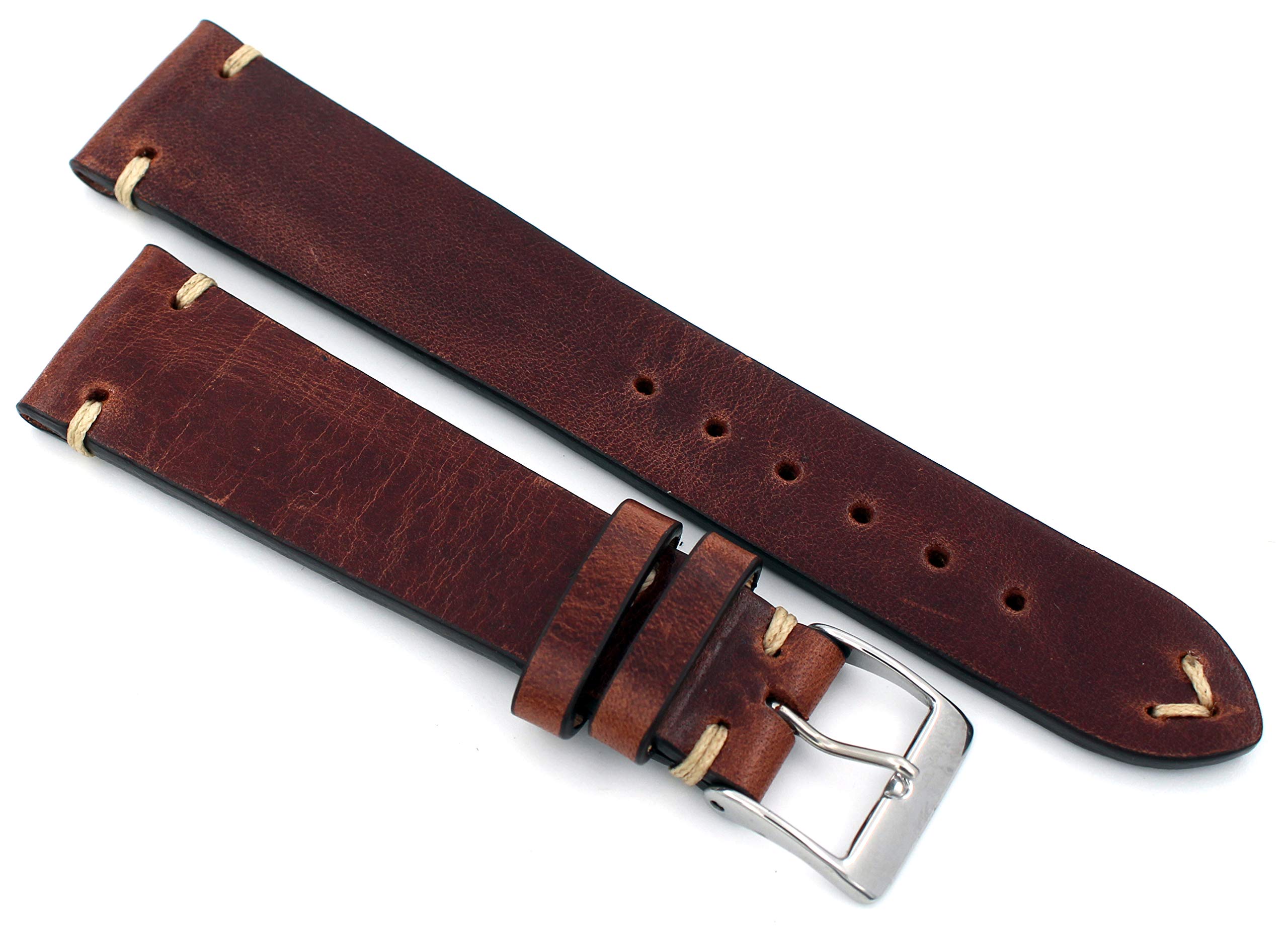Sulla Tokio Vintage-Leder-Uhrenarmband 18–22 mm mit Dornschließe | Vintage-Lederband in mehreren Breiten und Brauntönen