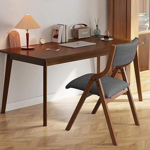 Miniatura 3 de Ball & Cast Juego de 2 sillas plegables tapizadas con respaldo ergonómico y marco de madera maciza, para comedor y oficina, eventos en interiores y