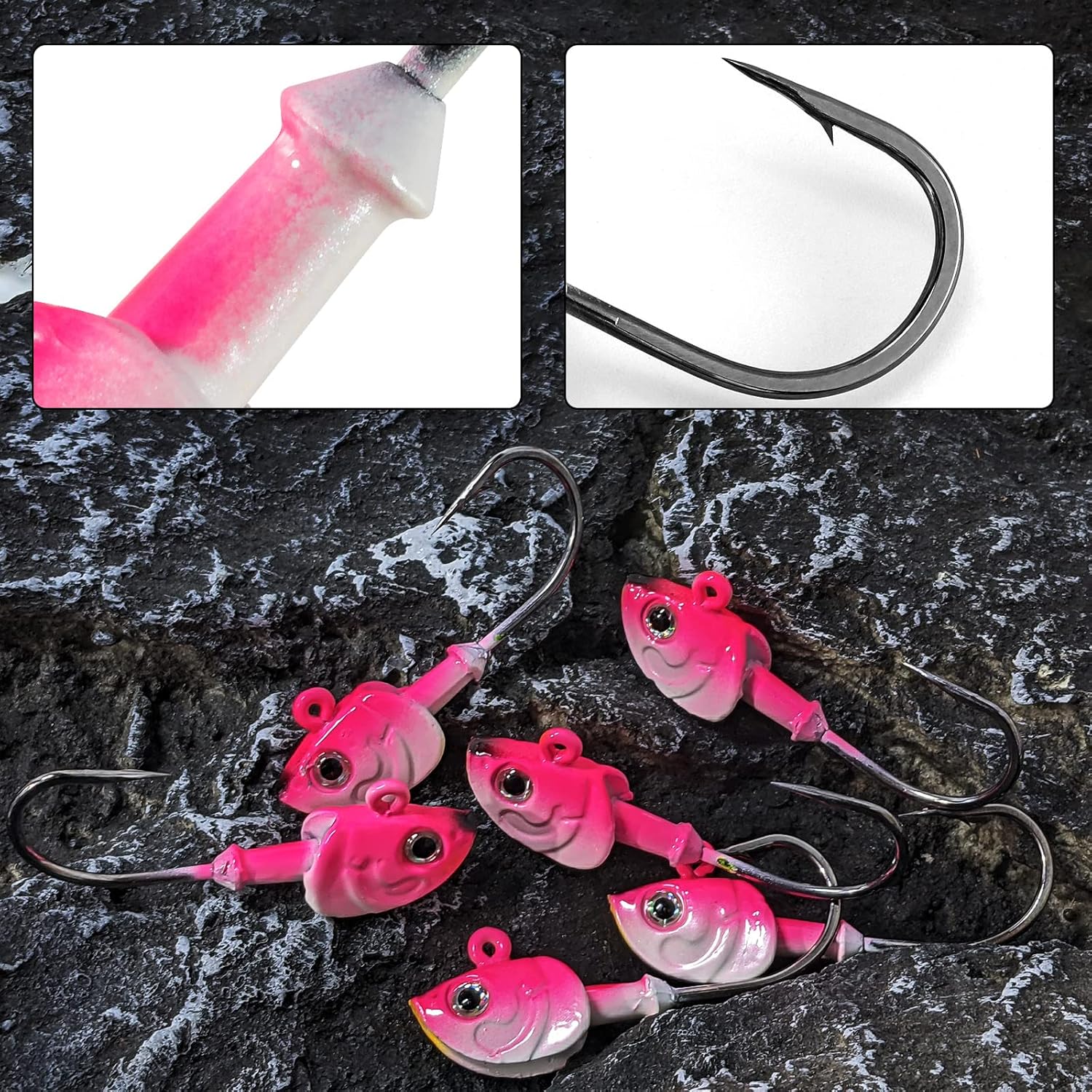 Dr.Fish 10 Pack Swimbait Jig Heads, Saltwater Fishing Jig Heads 3D Eyes High Carbon Steel Hooks Surf Fishing Lures Flounder Striper Halibut Pompano Bass
