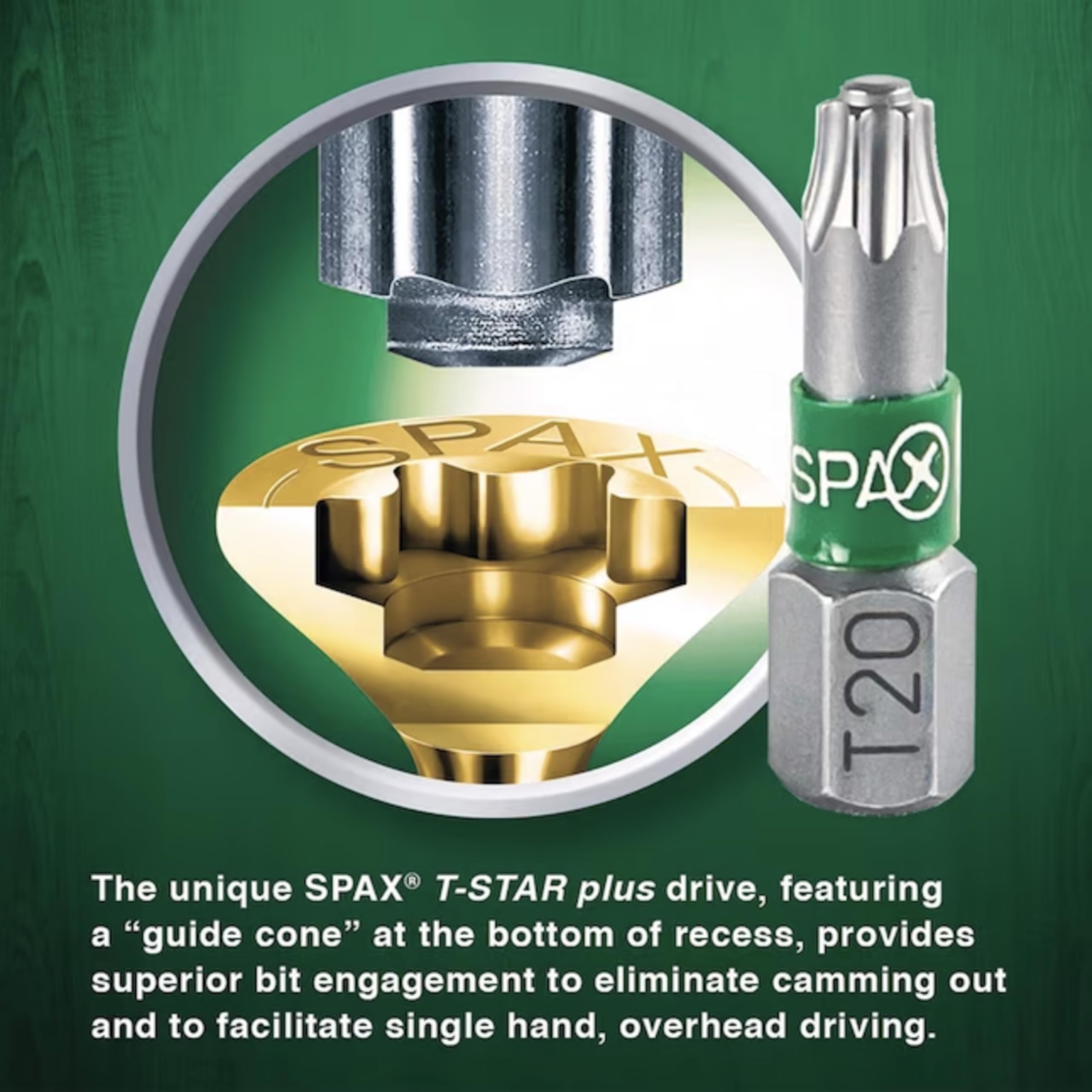 SPAX 3 tornillos interiores de cabeza plana para madera, estructura Torx T-Star Plus (1500 EA), cubo a granel incluye 2 puntas avellanadas con acabado empotrado