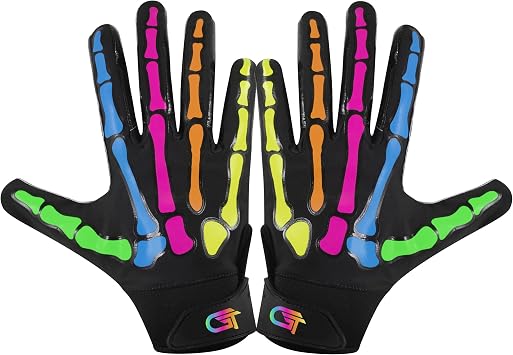 Glorious Traders Youth Football Gloves American Wide Receiver Football Gloves for Adult Men Women & Boys with Super Sticky Silicone Grip Palms Ultimate Performance Booster