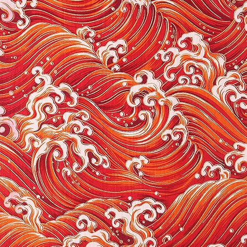 Miniatura 2 de The Yard - Tela con estampado de olas oceánicas de algodón y lino mezclado estilo japonés, tela decorativa para proyectos de bricolaje, color