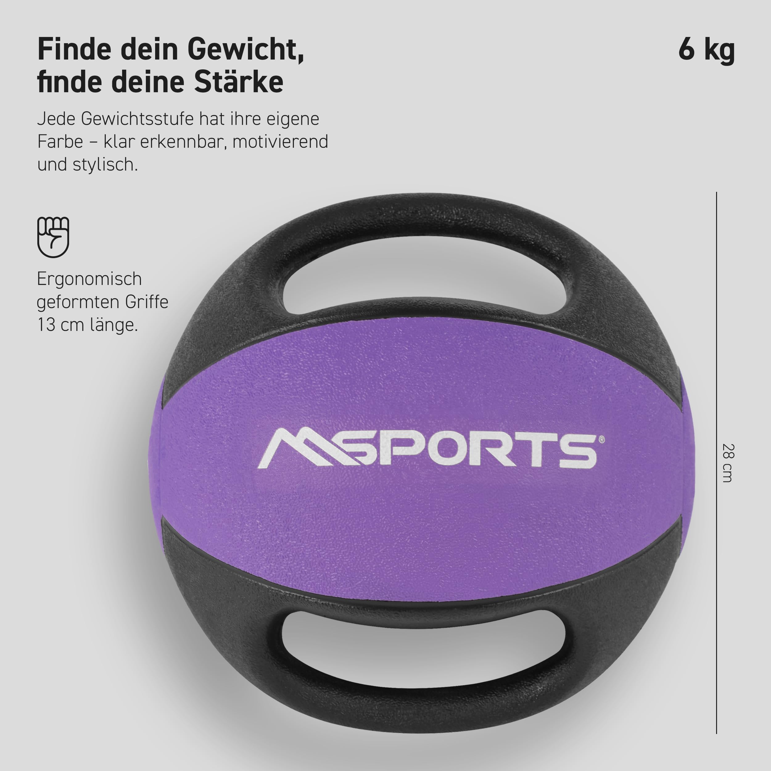 MSPORTS Palla Medica Premium con Maniglie 3 – 10 kg – Studio Professionale