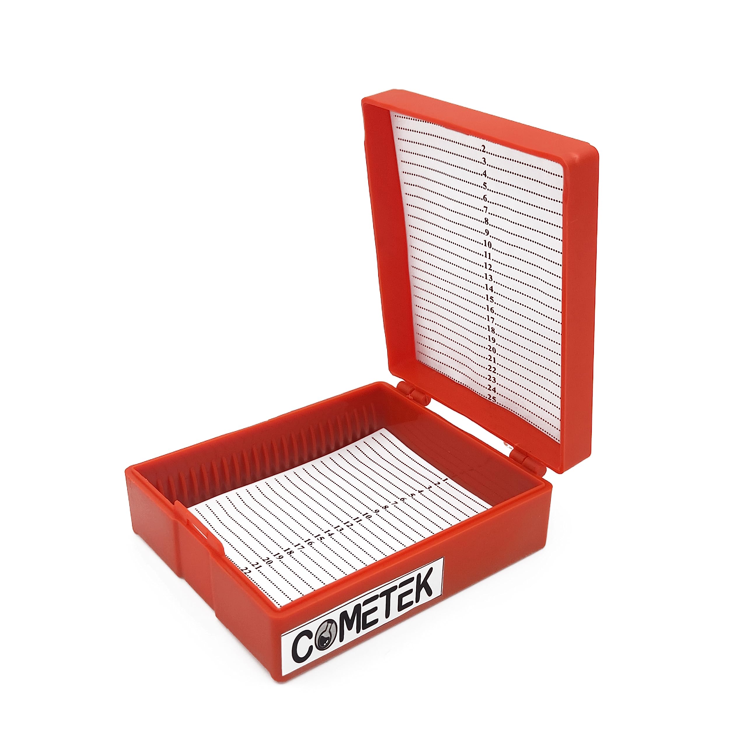 Comet Box with Hinged Cover, 25 Slide Capacity - Polypropylene Microscope Storage