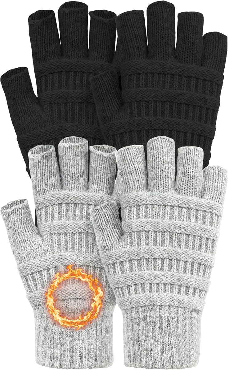2 Pairs Fingerless Gloves for Women