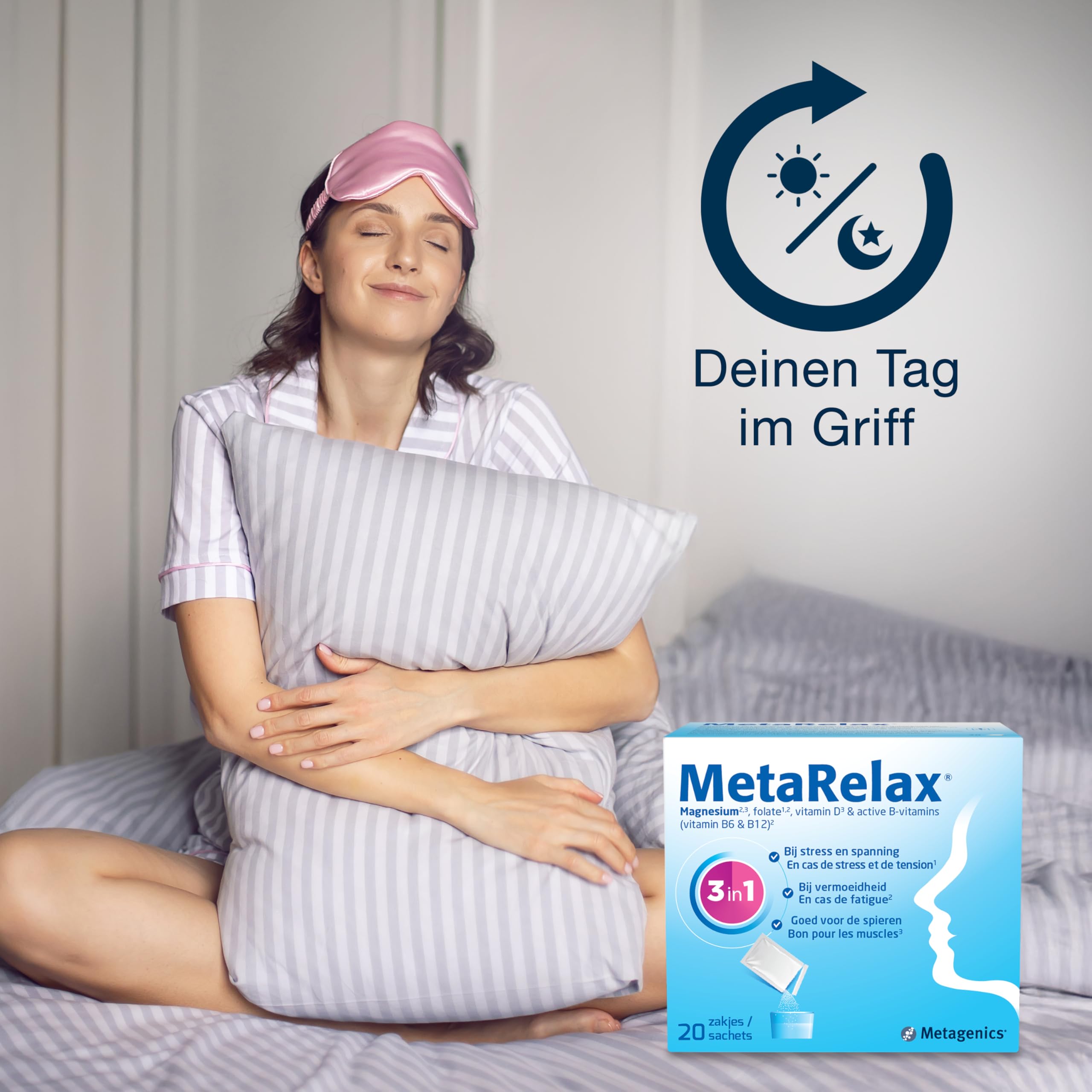 Metagenics MetaRelax Magnesium-Pulver - Limette - Zuckerfrei - 84 Beutel | Hochwertiges Magnesium-Pulver mit B-Vitaminen & D3. Trägt zur Verringerung von Müdigkeit und zu normaler Muskelfunktion bei