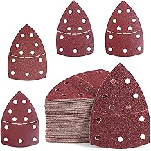 20 PCS Triangle Sanding Pads, Mouse Sander Pads, Hook and Loop Detail Palm Sander Sanding Sheets Sand Paper, 11-Holes Electric Sander Sandpaper Assorted 40/60/80/120/Grits