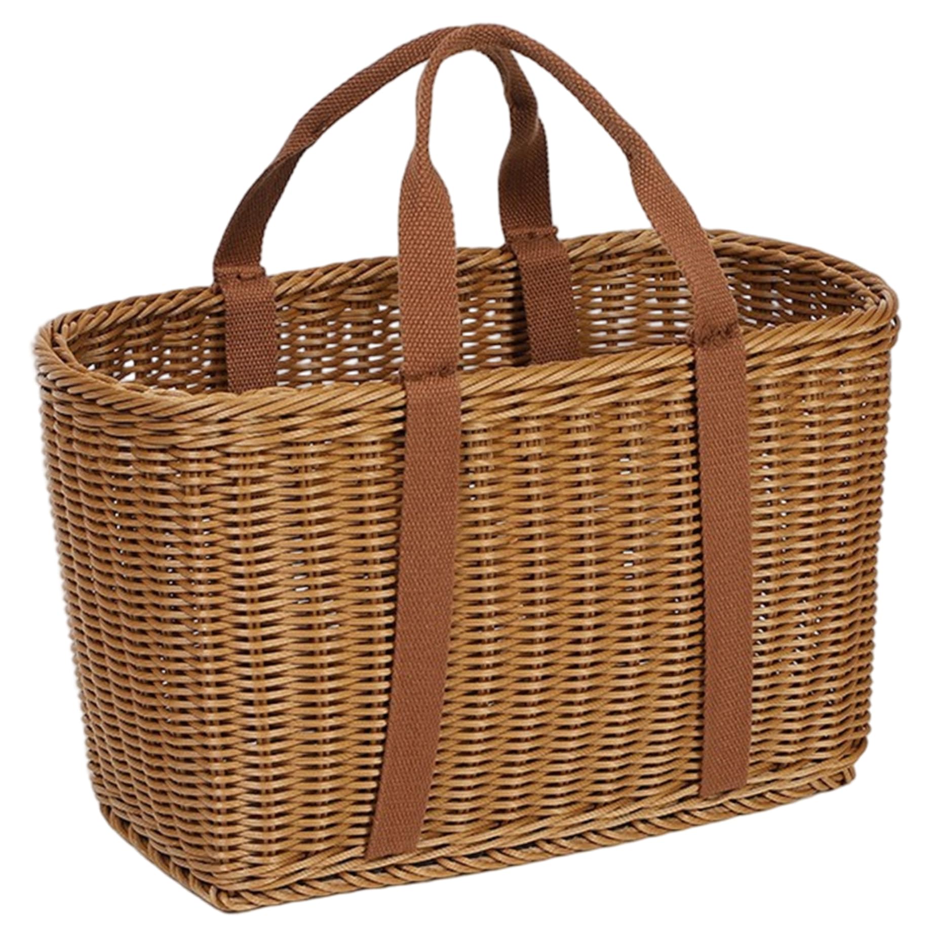 Ameble Brown Wicker Picnic Basket, Woven Natural Household Picnic Basket With Handle, Fruit Hamper Flower Arrangement Box For Camping Wedding 13.4X6.1x8.7in Wicker, Small B